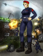 drawing tank mini_giantess street_fighter fire uniform artistic looking_ahead yamumil woman_in_power