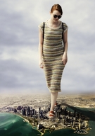 crush collage city mega red_hair sandals looking_down sunglasses long_dress bigiolax