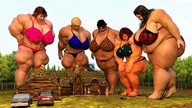 giantess blonde swimsuit barefoot cleavage buildings brunette bbw muscles looking_down giantesses forest vehicles digital_render galiagan