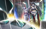 drawing giantess city black_hair color destruction anime gloves belly parody rain kaiju pacific_rim kantai_collection cannons nagato h-new ハニュー