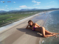 giantess collage landscape swimsuit beach brunette airplane sand aerial_view looking_at_viewer oceanfront arianny_celeste lowerrider