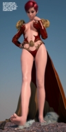 giantess city mega destruction barefoot buildings godzilla red_hair legs luna digital_render smogass
