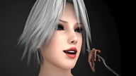 nude vore dead_or_alive fork shrunken_woman grey_hair looking_at_tiny digital_render doa christie smogass