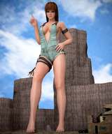 giantess feet vore mouth barefoot desert brown_eyes red_hair kasumi looking_at_tiny digital_render smogass