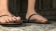 feet toes sandals torture shrunken_man indoors under_foot nail_polish digital_render dofus59