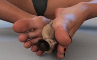 giantess small_man barefoot foot_worship torture foot_play between_feet digital_render dofus59