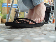 collage barefoot in_shoe shrunken_man outdoors flip_flops digital_render starkadhr