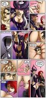 drawing white_hair pussy vore comic color butt mouth cleavage red_hair shrunken_man asshole league_of_legends katarina donutwish syndra