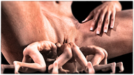 insertion nude pussy black_hair shrunken_man legs_spread digital_render hoven4