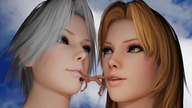 giantess vore blonde playful dead_or_alive trapped giantesses pre_vore lisa grey_hair between_lips digital_render doa tina_armstrong christie smogass