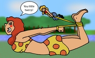 bikini drawing giantess mega color giganta red_hair rope tied_down leopard_print dc_comics wonder_girl pariahexilewrath cassie_sandsmark