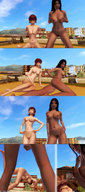 gentle giantess nude long_hair beach pubic_hair buildings posing elf short_hair giantesses falling dark_skin digital_render madamemaeve