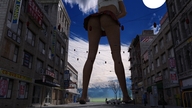 giantess panties city upskirt butt sword low_angle sandals short_skirt looking_up student point_of_view long_legs top cop_car digital_render giantess_lover45