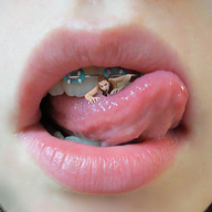 collage vore tongue mouth brunette shrunken_woman braces redcoffee1