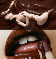 breasts collage vore aroused tongue butt mouth licking brunette lips shrunken_woman chocolate manicure digital_render redcoffee1