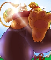 drawing giantess furry anthro color barefoot bbw soldiers raised_foot running_away imminent_crush thaddeusmcboosh
