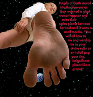 giantess collage earth giga blonde space clothed planet story shorts looking_down between_toes pursed_lips