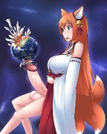 drawing giantess earth giga space color long_hair futanari cum destruction penis planet ochiko_terada red_hair fox_girl cosmic_giantess cysh_aizen