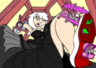 drawing growth giantess white_hair color high_heels dress trapped alice_in_wonderland cramped outgrowing_room dr.grow