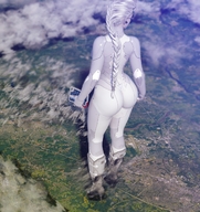 giantess white_hair mega alien butt destruction glasses boots braid jetslasher white_skin tablet boomgts digital_render evera
