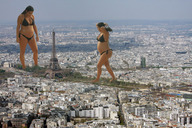 bikini breasts giantess collage city mega long_hair destruction brunette multiple_sizes walking giantesses outdoors paris eiffel_tower pregnant