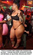collage butt underwear mini_giantess thong sandals dark_skin indoors party squeezemeflat looking_away