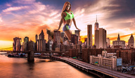 collage city mega long_hair destruction wonderslug skyscraper clouds athletic sky manhattan sunset new_york_city waterfront lyolya_blokhina