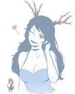 drawing giantess horns color cleavage red_eyes looking_at_viewer momodora lubella koyoriin