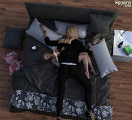 crush sleeping blonde long_hair barefoot cleavage bra high_heels bed pillow lying_down bottle shrunken_woman pants spawngts teddy_bear digital_render bald