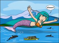drawing giantess color long_hair ocean mermaid ships hanachronicler