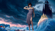 collage mega fantasy high_heels castle dress mountains clouds sky looking_at_viewer milla_jovovich giantessbuster209
