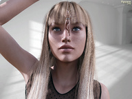blonde long_hair blue_eyes handheld barefoot domination bondage shrunken_man naked_man dangle spawngts top digital_render