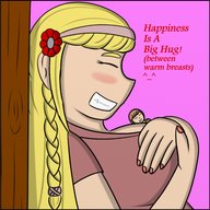 drawing gentle giantess blushing blonde color hanachronicler between_breasts