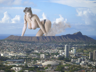 breasts collage landscape mega large_breasts buildings brunette unknown_artist smoke clouds sky jana_defi