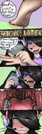 drawing micro feet vore black_hair color tongue blue_eyes mouth snack teeth barefoot saliva blood sweat hard_vore cruel rubbing dirty cat_girl smelly gaming headset chewing mspaintgts
