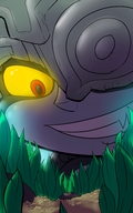 drawing micro color red_eyes midna grin shrunken_man grass looking_at_tiny the_legend_of_zelda thaddeusmcboosh