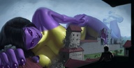 drawing giantess color destruction barefoot lying_down purple_skin kononiko