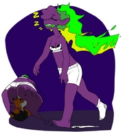feet sleeping green_hair ghost purple_skin moana emmacat64
