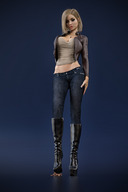feet blonde jeans boots legs shrunken_man looking_down leather top stepping_down digital_render lfcfan adeline