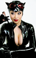 collage large_breasts cleavage asian cat_woman lipstick