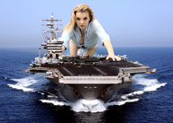 giantess collage blonde ocean military jets ships looking_at_viewer aircraft_carrier pushing natalie_dormer redcoffee1