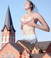 breasts growth giantess collage mega destruction brunette outgrowing_building bride rings church lace holding_breasts cupping_breasts
