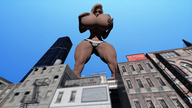 breasts growth giantess blonde buildings huge_breasts looking_down point_of_view digital_render endlessrain0110
