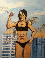 bikini drawing giantess city color destruction handheld cleavage airplane abs jhonviden996