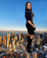 collage city destruction brunette dress boots skyscraper foot_print aerial_view kat_dennings redcoffee1