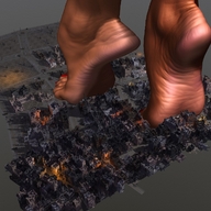 collage city mega destruction barefoot high_heels skyscraper giantess_feet gigadancer demi-in-the-distance