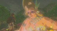 gentle giantess blonde game_cg nintendo looking_at_tiny digital_render the_legend_of_zelda great_fairy breath_of_the_wild link_(the_legend_of_zelda)