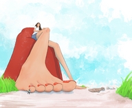 drawing feet toes barefoot blood brunette love sandals foot_crush shrunken_man looking_down sky pedicure point_of_view buggysplat looking_at_tiny