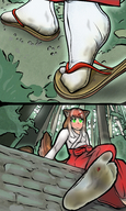 crush micro green_eyes blood smiling walking unaware shrine_maiden tabi_socks mspaintgts chipmunk zori_sandal natsuko innocent