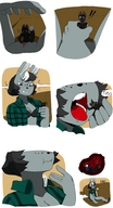 breasts drawing white_hair pussy vore furry anthro black_hair in_stomach bunny angry flannel emmacat64